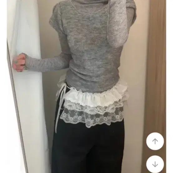 레이어드 리본 레이스 시스루 스커트