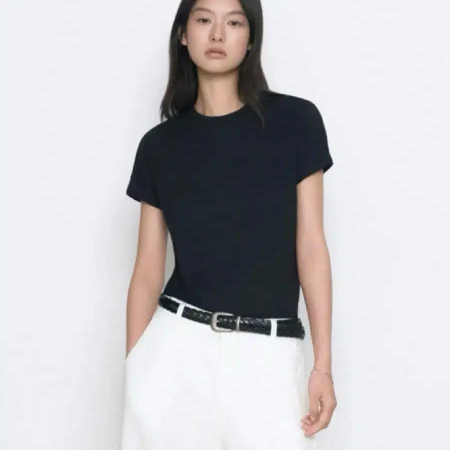 [쿨탠다드] 우먼즈 베이식 크루 넥 티셔츠 [블랙] XS