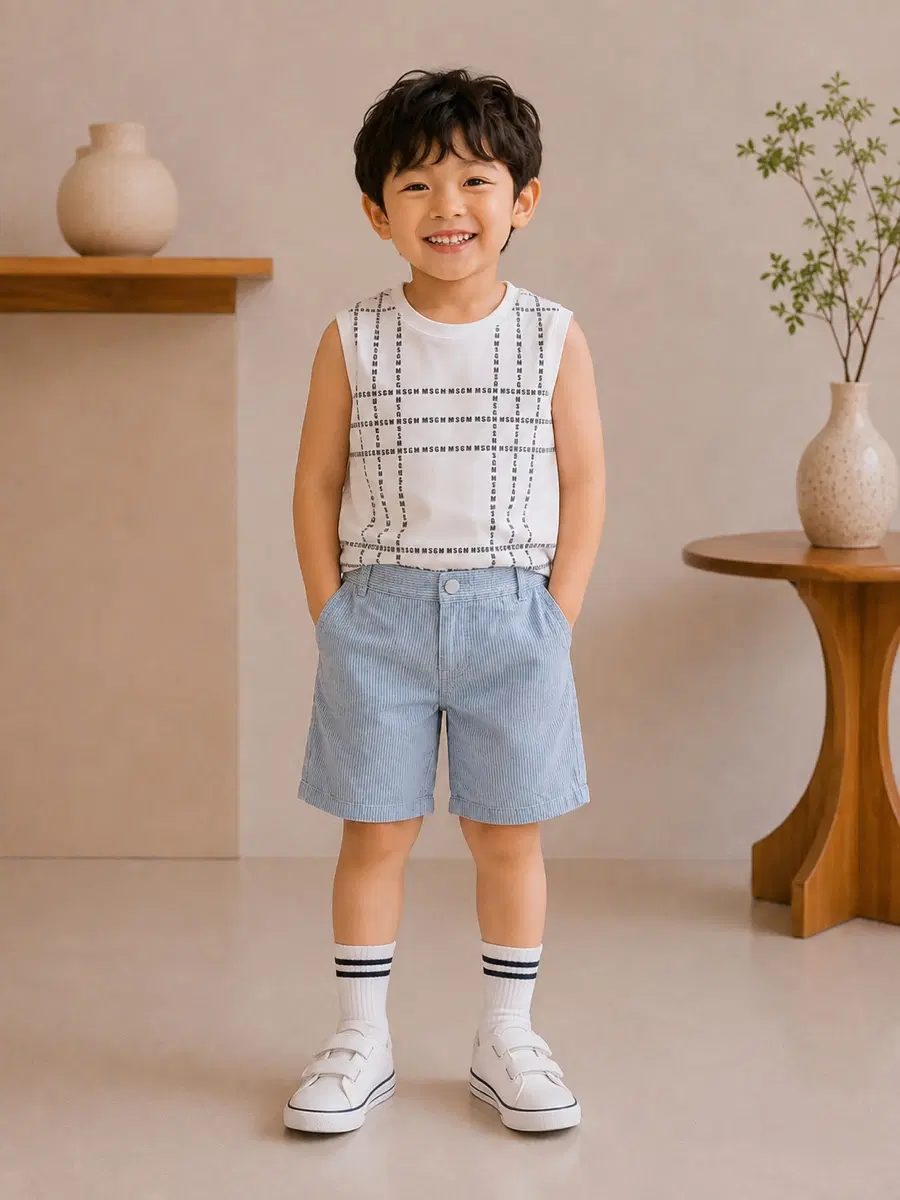 6a120사이즈MSGM 민소매 + 유니클로 반바지 코디세트 정품