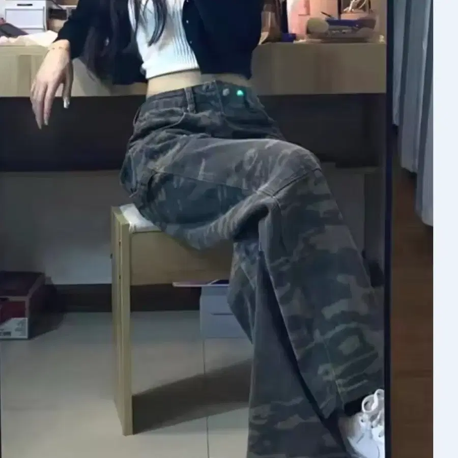 카모플라쥬 와이드 카고 팬츠