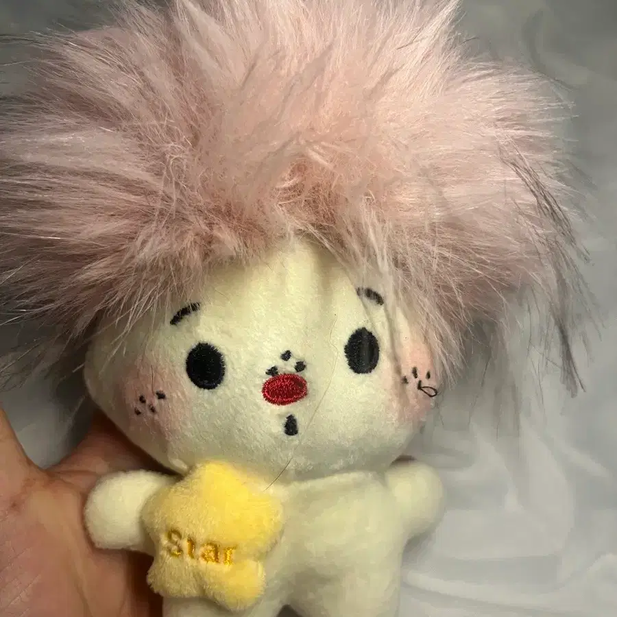 인형 키링 핑크 털 스타 참