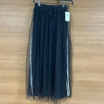 튤 롱 스커트 블랙 라인