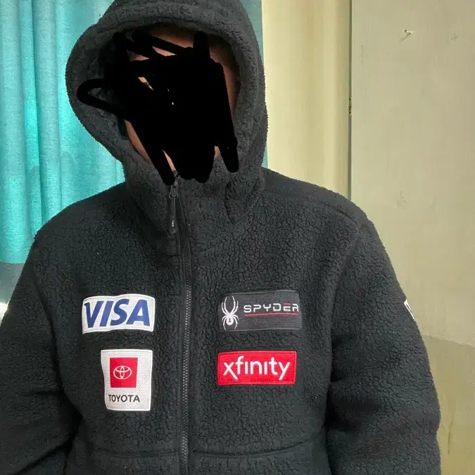 스파이더 후리스 집업 자켓 블랙