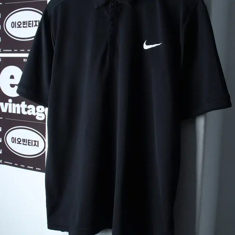 (2XL) 나이키 반팔 카라 티셔츠 빅사이즈 기능성 블랙-H36835