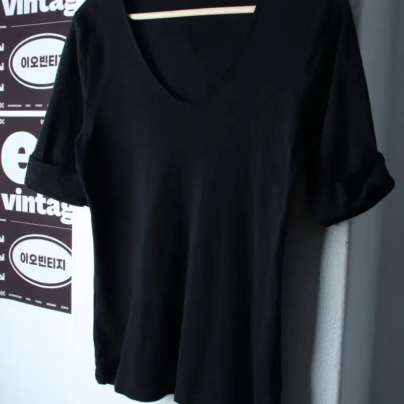W(L-XL) 폴로 랄프로렌 반팔 티셔츠 브이넥 무지 블랙-H36799