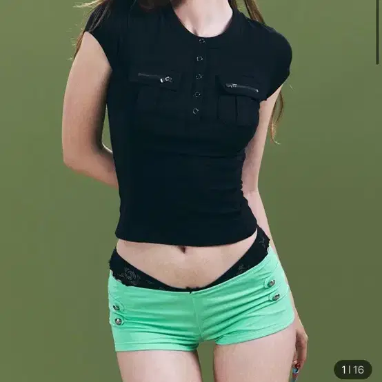 플리즈 노팔로우 Pansy Pocket Button Short Sleeve Top (새상품, 택 0)