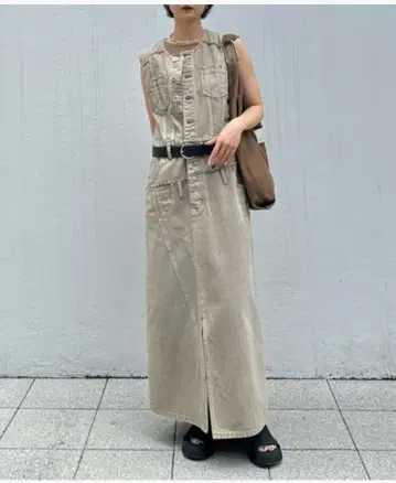 AMERI MEDI REMAKE I LINE DENIM DRESS M