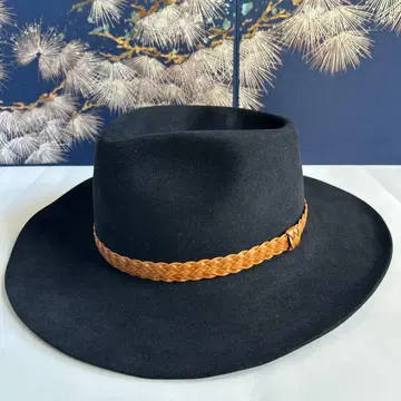 AKUBRA 블랙 꽈배기 밴딩 울 페도라 햇 사이즈 60