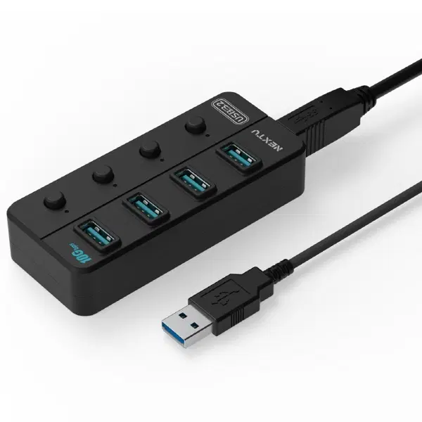 4포트 USB3.2 10G 무전원 허브 (개별스위치, 어댑터별매)