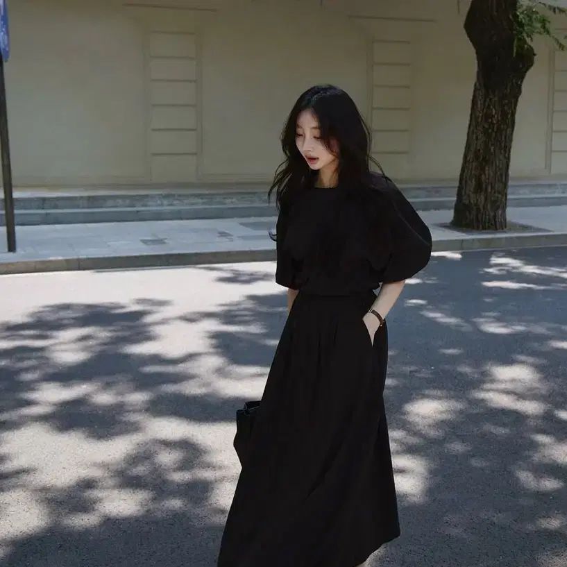 브론 셋업 퍼프셔츠+ 롱스커트