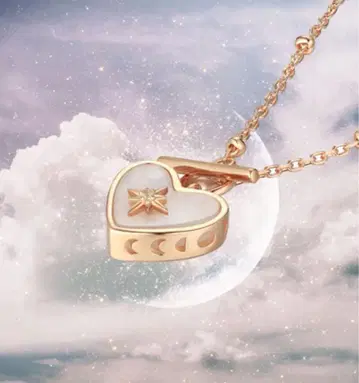 love by the moon 문스톤 하트 목걸이 로즈 골드