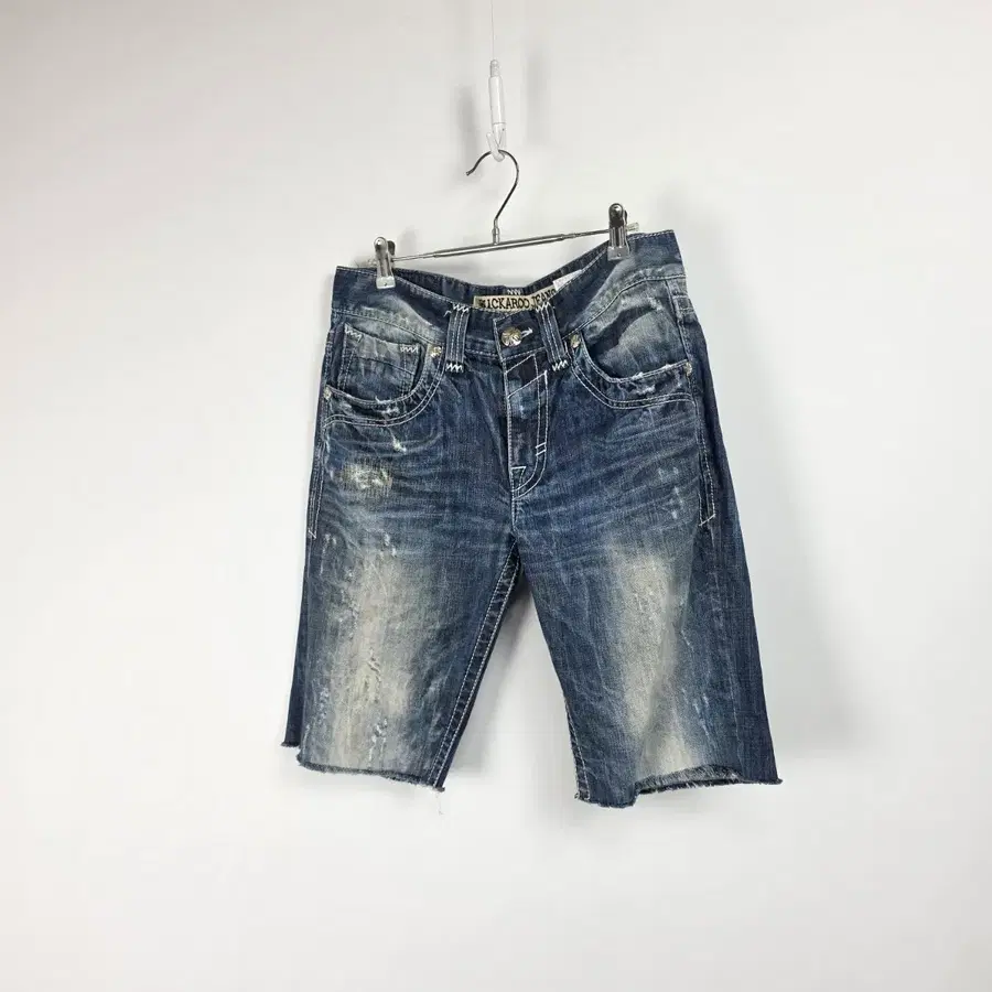 버커루진스 중청 워싱 데미지 컷팅 데님 반바지 남 34인치 260812