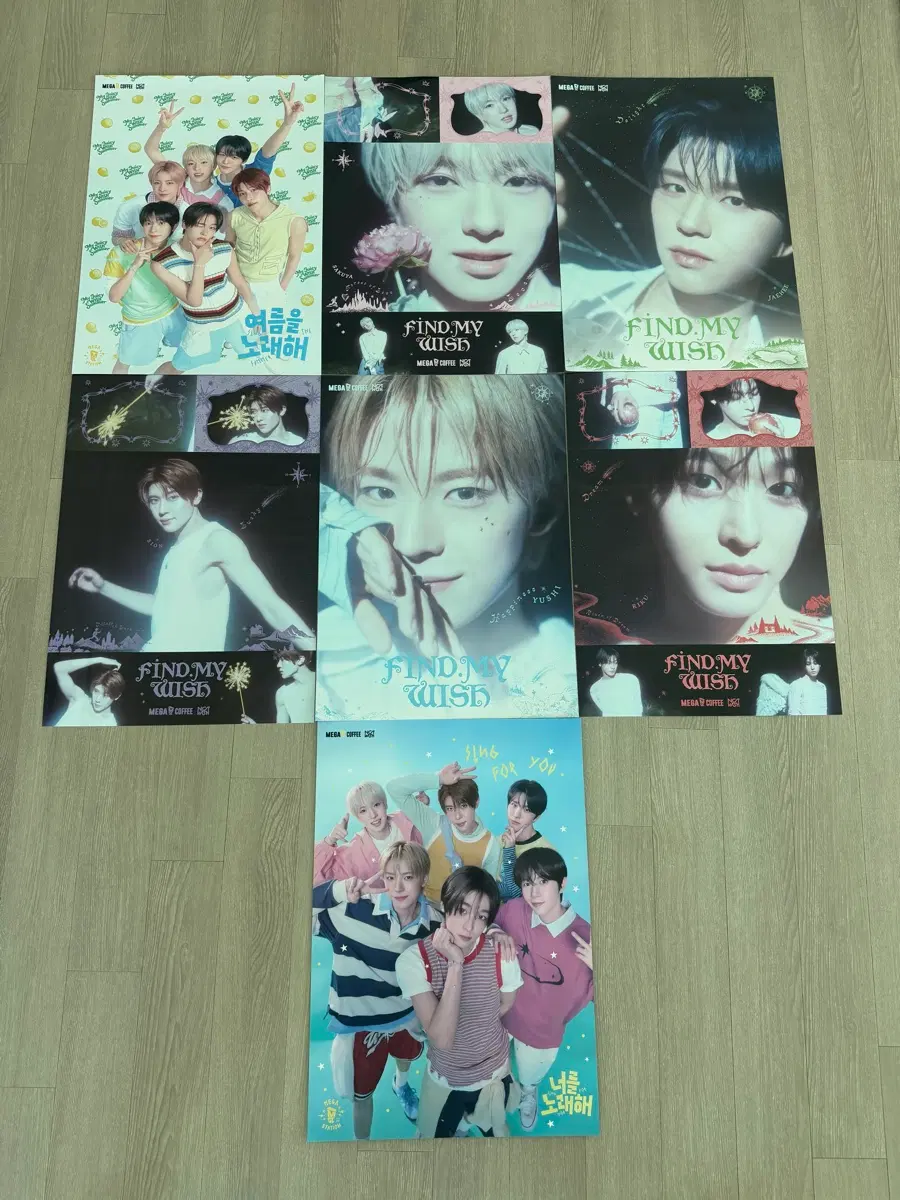 엔시티 위시 메가커피 포스터 일괄 시온 유우시 리쿠 재희 사쿠야 단체