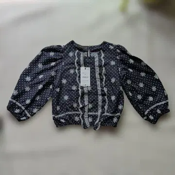 ZARA 자수 블라우스 플라워 도트 무늬