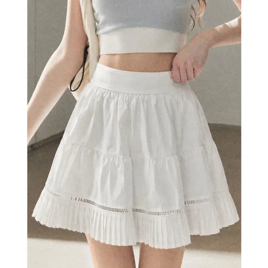 ShaoyeEye 스커트 프렌치 캐주얼 미니플레어 화이트 스커트