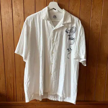 80s~90s 반팔 오픈 카라 셔츠 레이온 vintage