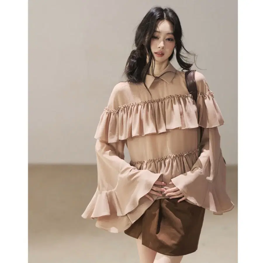 ShaoyeEye 블라우스 셔츠 프렌치 칼라넥 시폰 블라우스
