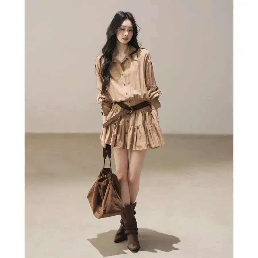 ShaoyeEye 원피스 가을 칼라 셔츠 원피스 숏 스커트