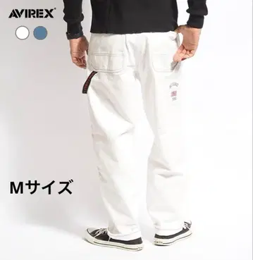 새상품 하자품 [아비렉스] 페인터 팬츠 데님 버시티 M 화이트