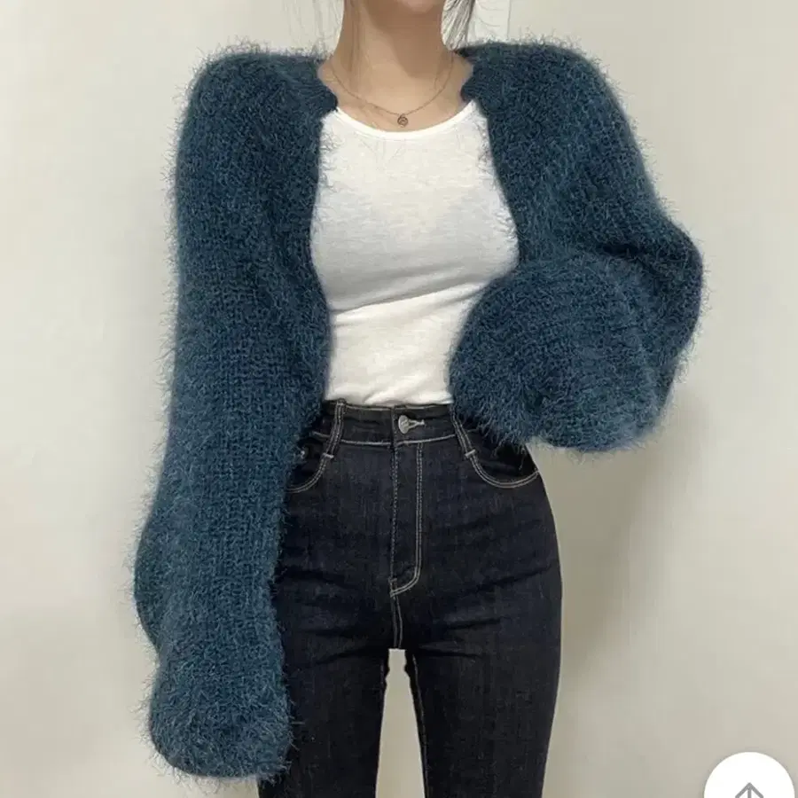 앙고라 볼레로 가디건 네이비