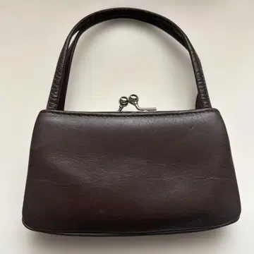 마츠노야 손잡이 달린 소가죽 가마구치 브라운