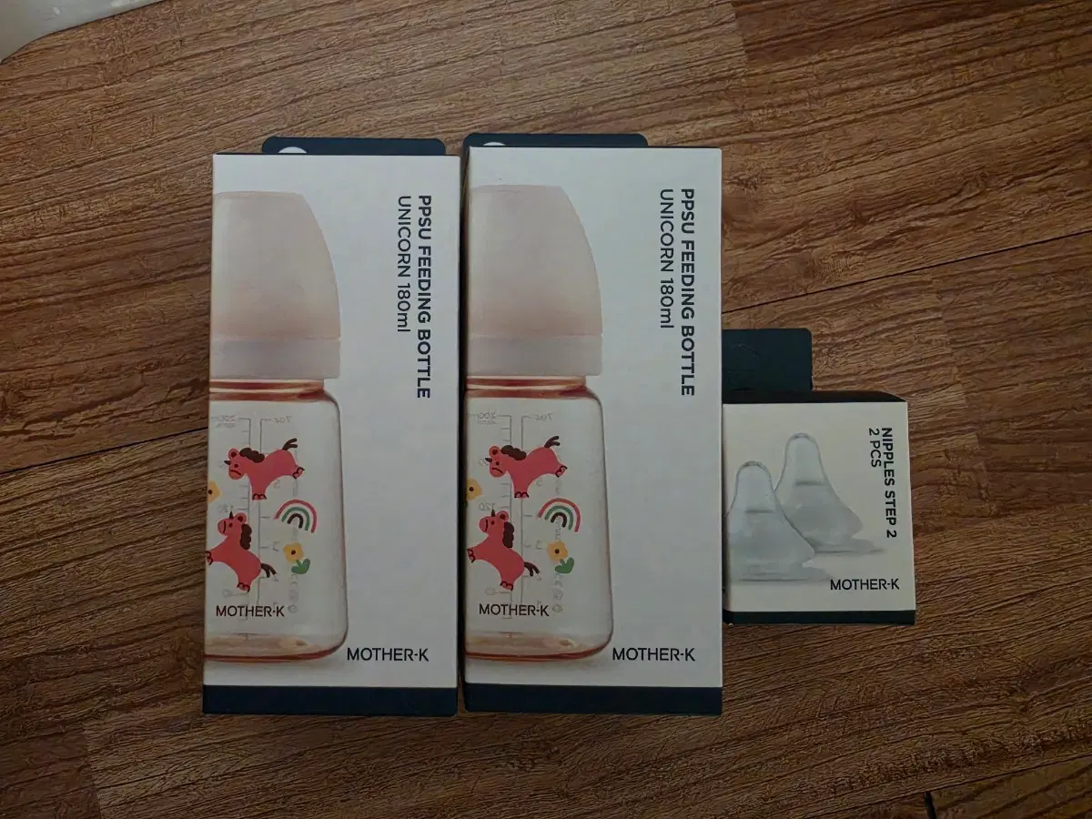 마더케이 PPSU 이유식 젖병 유니콘 180ml 2개 + 젖꼭지 2단계
