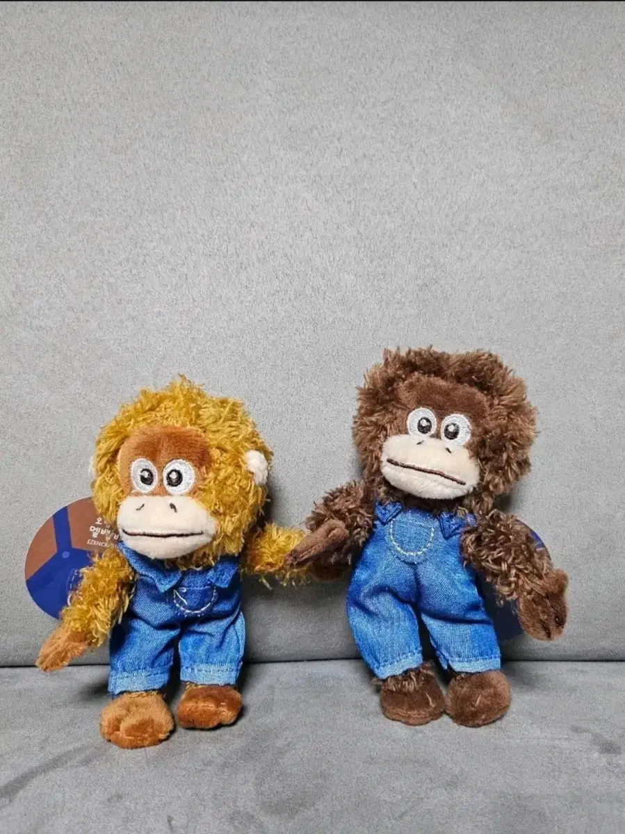 오랑오랑 멜빵바지 라이트브라운 오랑우탄 원숭이 키링 인형