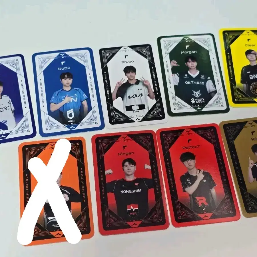 lck 포스코 포카 제우스, 퍼펙트, 시우, 기인, 클리어, 모건, 리치, 두두, 킹겐 포카 팝니다