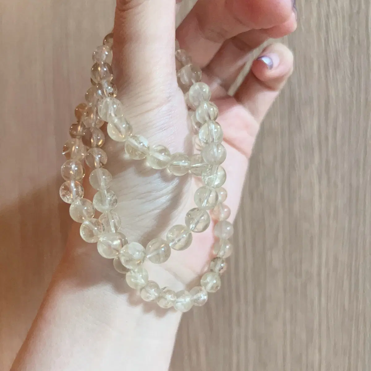 천연 황수정 원석 3줄 팔찌 7mm 새상품