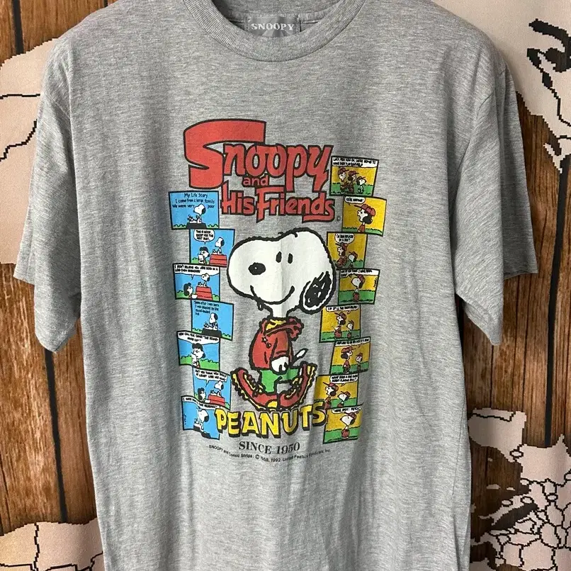 스누피 PEANUTS 코믹 스트립 빅그래픽 반팔티 M