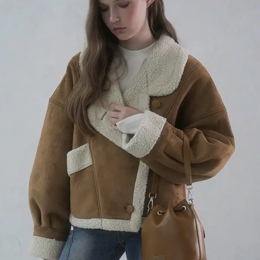 비바셔스 Fur Suede Jacket CAMEL 프리 사이즈 무스탕