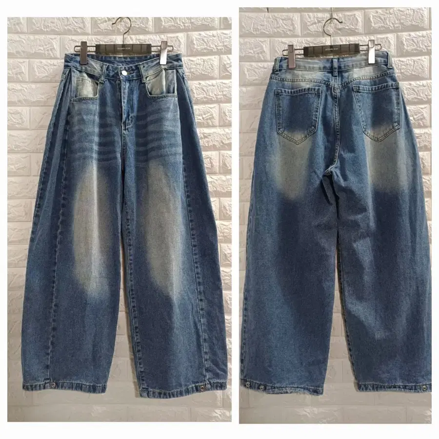허단37 옆셔링 와이드 데님팬츠