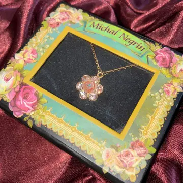 Michal Negrin 플라워 모티브 목걸이 핑크 장미 로즈
