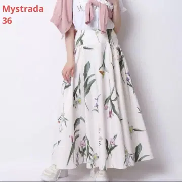 Mystrada 36 플레어 롱 스커트 보타니컬 꽃무늬