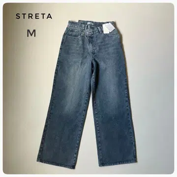 STRETA [ 골격 스트레이트 대우승! ] 크로스 허리 와이드 스트레이트 데님 M