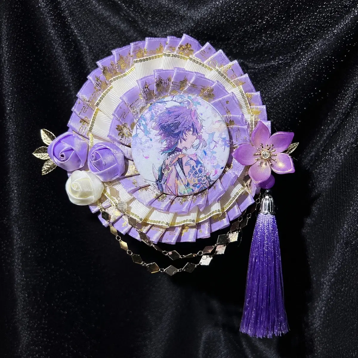 4컬러 / 55-75mm 화려 로제트 / 캔뱃지 홀더