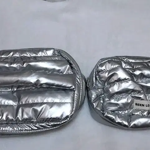 새상품)퀼팅 메이크업 파우치  실버 2종 일괄