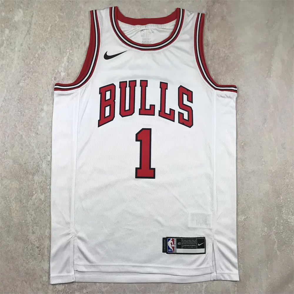 NBA 농구 유니폼 시카고 불스 1번 화이트 열압축 유니폼 ROSE