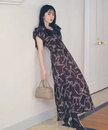 스나이델 리본 슬리브 디자인 원피스 00 사이즈 브라운