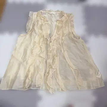 ZARA 프릴 슬리브리스 블라우스 아이보리 S
