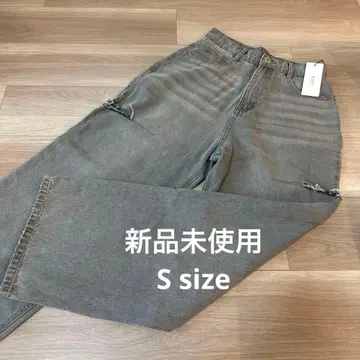Re:EDIT 사이드 슬릿 데미지 데님 그레이