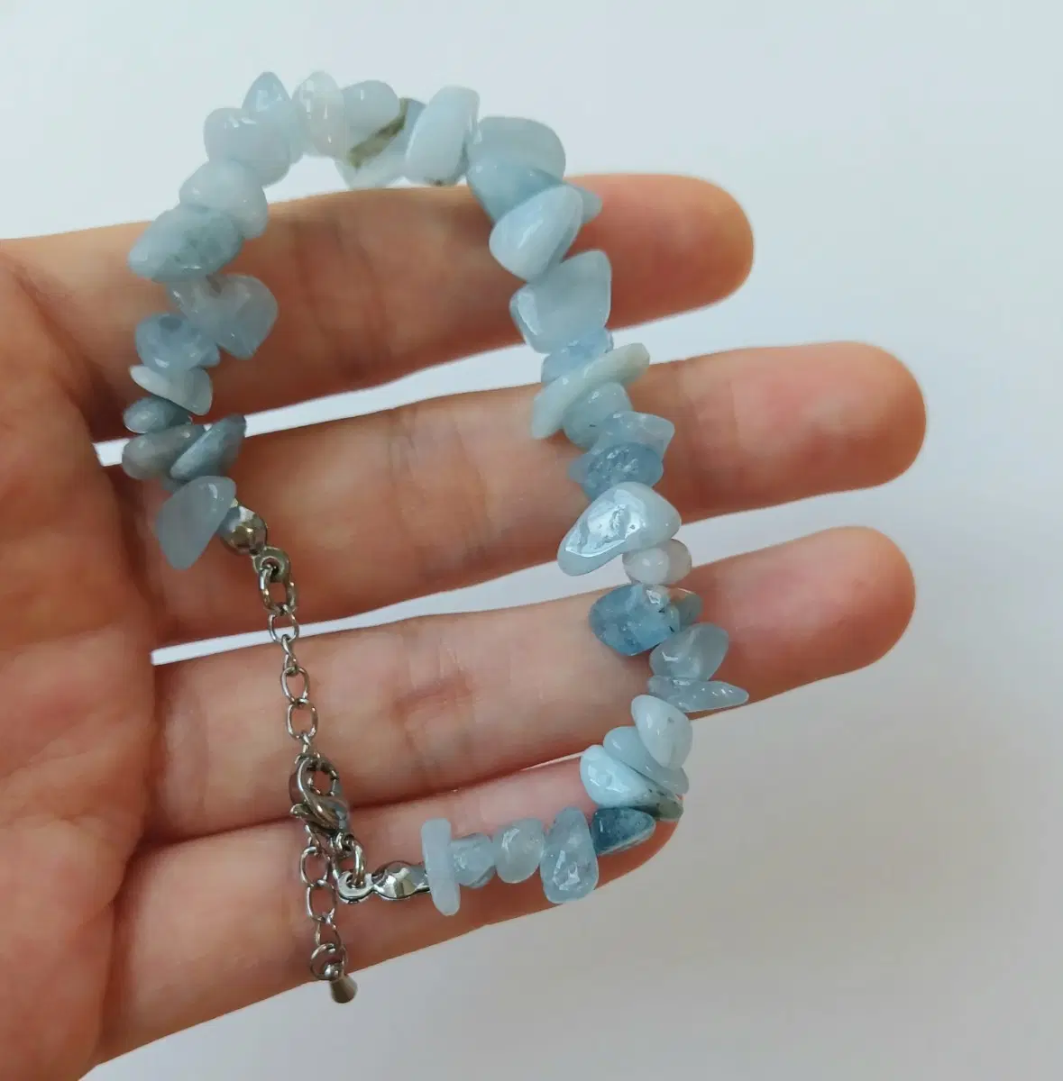 Aquamarine rough stone bracelet