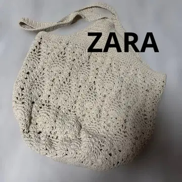 [새상품급] ZARA 자라 크로셰 뜨기 토트백 뜨개질 메쉬 에크루