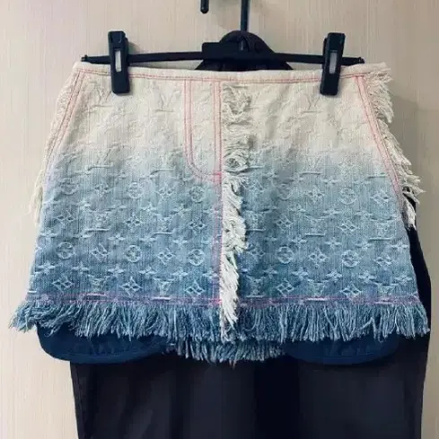 명품 청치마 데님 스커트 컷팅 프린팅 루이비통