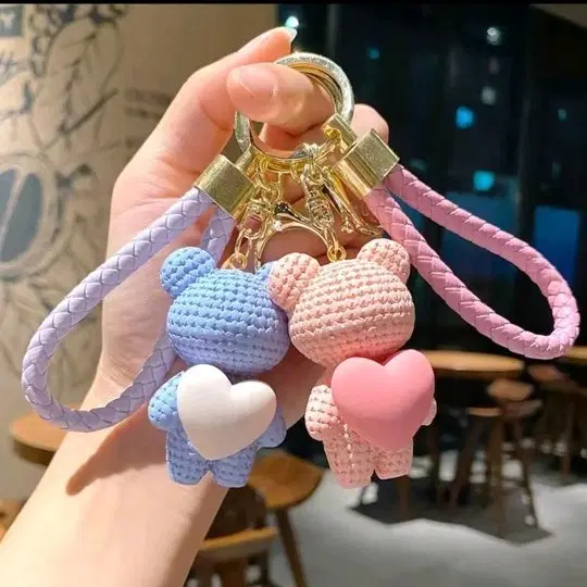 곰돌이 키링 핑크/하트 키링