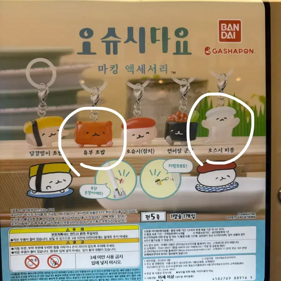 세트) 오슈시다요 스시 가챠 키링 메지루시