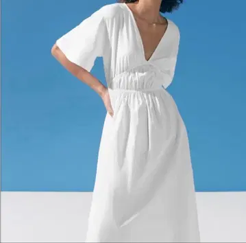ZARA 화이트 반팔 셔츠 원피스