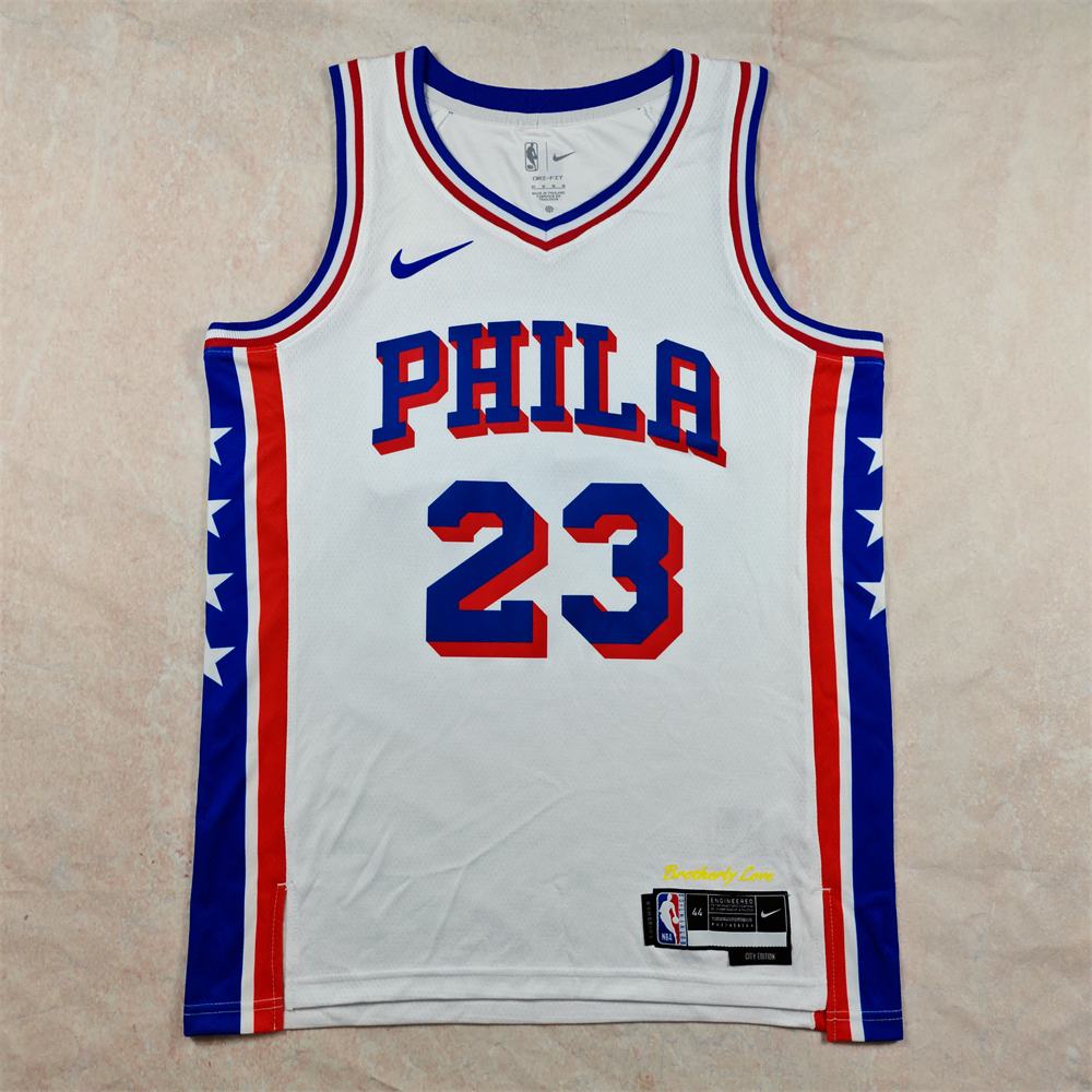 NBA 필라델피아 76ers 르브론 제임스 23번 시티 에디션 농구 저지 남성 무지 유니폼 운동 조끼