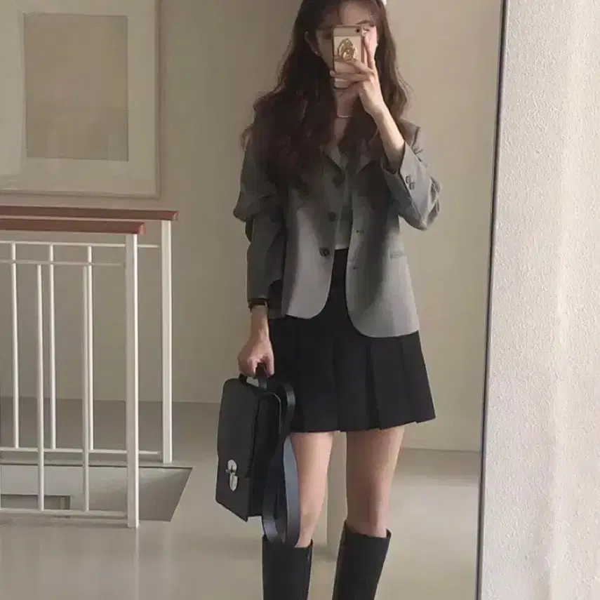 아카이브제이투유 미니 플리츠스커트 M 블랙, 차콜, 베이지