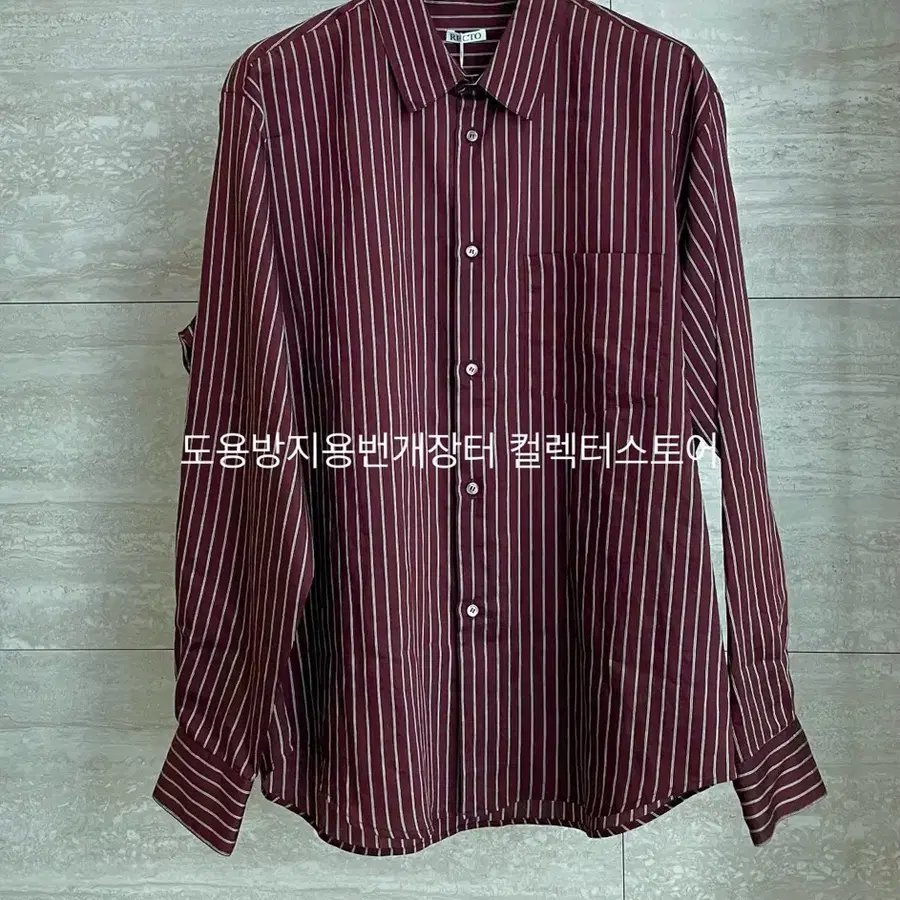 [할인] 렉토 25FW 레아 스트라이프 셔츠 레드 브라운